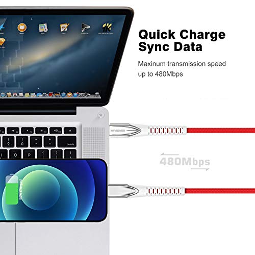 USB-C לכבל ברק [MFI Certified] 10ft/3M Wfvodver iPhone 12 כבל טעינה מהיר ניילון קלוע תואם לאייפון 12/12mini/12